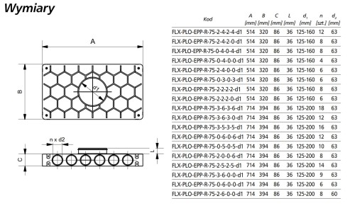 Skrzynka rozdzielcza 12x75 fi 160 FLX-PLO-EPP-R ALNOR