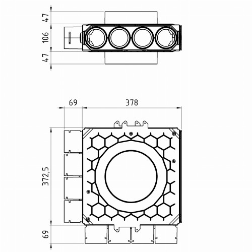 Skrzynka rozdzielcza fi 160 8x75 jednomodułowa, przelotowa Max-Vent