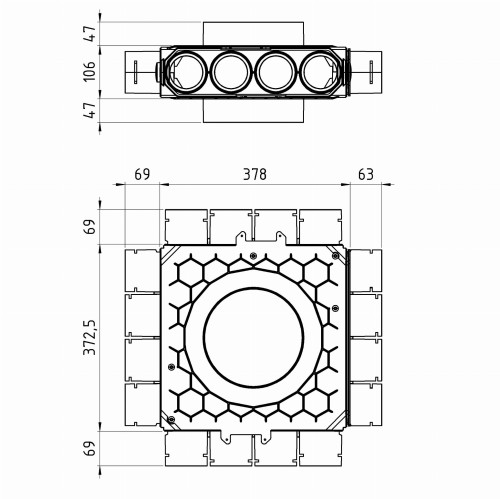 Skrzynka rozdzielcza fi 200 16x75 jednomodułowa, przelotowa Max-Vent
