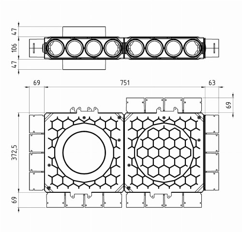 Skrzynka rozdzielcza fi 160 20x75 dwumodułowa, przelotowa Max-Vent