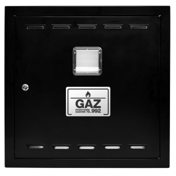 Drzwiczki gazowe 100x100 czarne matowe z okienkiem