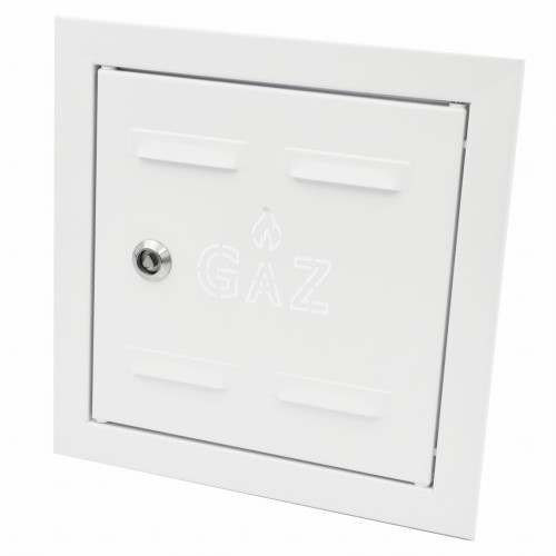 Drzwiczki gazowe 20x20 szare z napisem "GAZ" metalowe