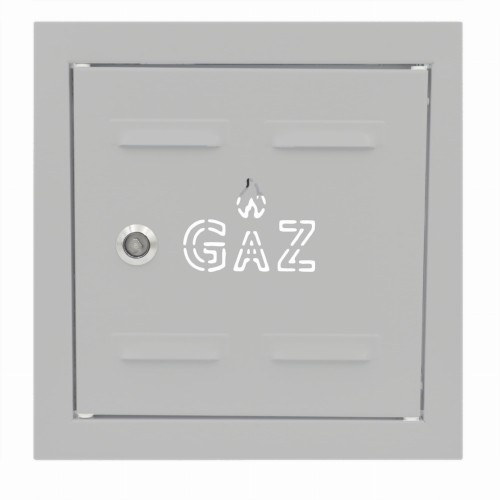 Drzwiczki gazowe 20x20 szare z napisem "GAZ" metalowe