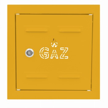 Drzwiczki gazowe 25x25 żółte z napisem "GAZ" metalowe