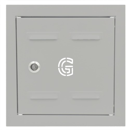 Drzwiczki gazowe 25x25 szare z literą "G" metalowe