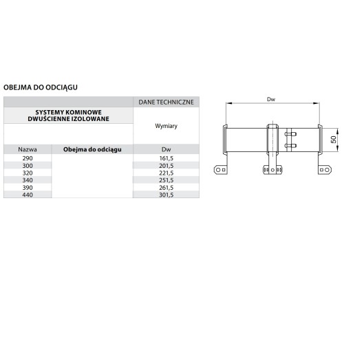 Obejma do odciągu fi 300 żaroodporna