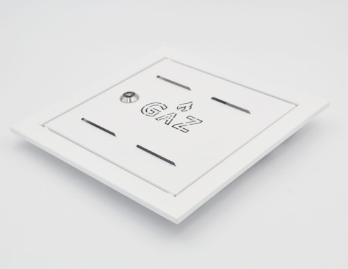 Drzwiczki gazowe 40x40 białe z napisem "GAZ" metalowe