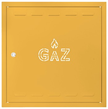 Drzwiczki gazowe 70x70 żółte z napisem "GAZ" metalowe