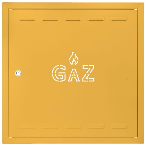 Drzwiczki gazowe 80x80 żółty z napisem "GAZ" metalowe