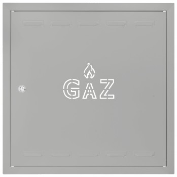 Drzwiczki gazowe 80x80 szare z napisem "GAZ" metalowe