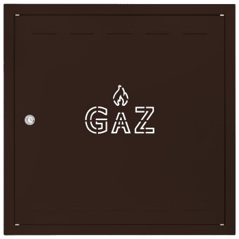 Drzwiczki gazowe 90x90 brązowe z napisem "GAZ" metalowe