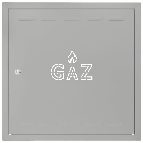 Drzwiczki gazowe 100x100 szare z napisem "GAZ" metalowe