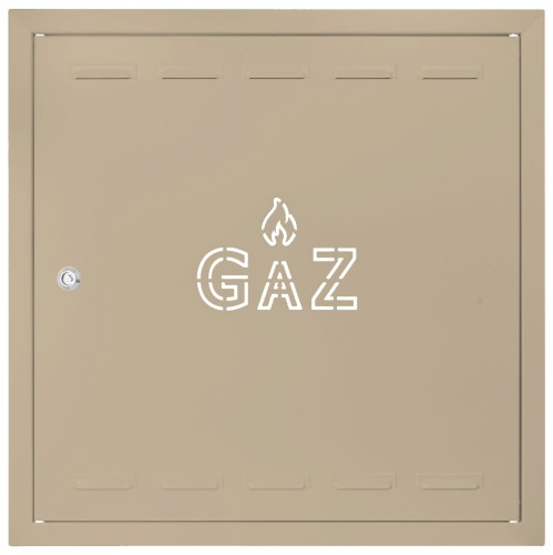 Drzwiczki gazowe 100x100 beżowe z napisem "GAZ" metalowe