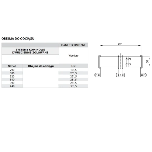 Obejma do odciągu fi 290 żaroodporna