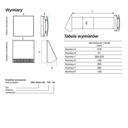 Rekuperator ścienny 150 Alnor HRU-WALL-WI-150-60 WiFi