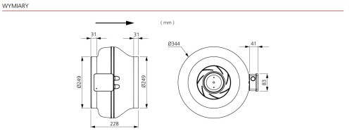 Wentylator kanałowy Ostberg fi 250 CK 250 B1