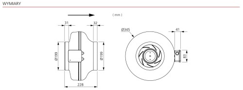 Wentylator kanałowy Ostberg fi 200 CK 200 A1 EC-y2