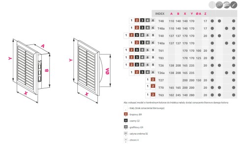 Kratka wentylacyjna 14x14 czarna skośna Classic T40cz