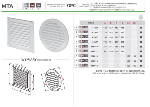 Osłonka / Kratka wentylacyjna MTA8BR 25x25 brązowa skośna