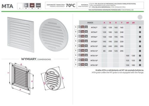 Osłonka / Kratka wentylacyjna MTA12BR 13x30 brązowa skośna