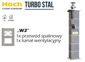 Komin systemowy HOCH Turbo Stal W2 fi 80 7,66 m  