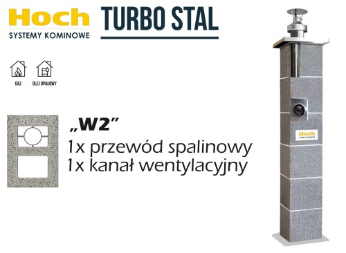 Komin systemowy HOCH Turbo Stal W2 fi 80 7,66 m