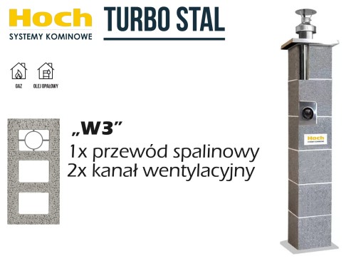Komin systemowy HOCH Turbo Stal W3 fi 80 4,33 m