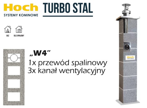 Komin systemowy HOCH Turbo Stal W4 fi 80 13,66 m