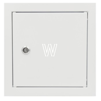 Drzwiczki rewizyjne na zawór wody 20x20 białe z literą "W" metalowe