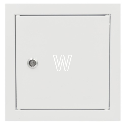 Drzwiczki rewizyjne na zawór wody 20x20 białe z literą "W" metalowe