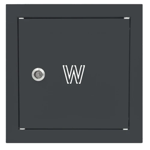 Drzwiczki rewizyjne na zawór wody 20x20 grafit z literą "W" metalowe