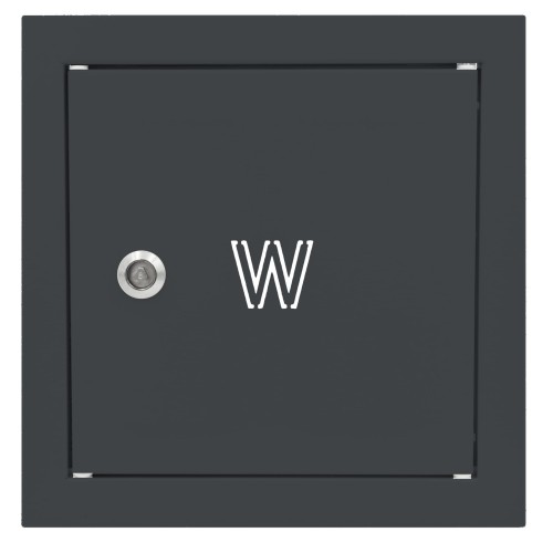 Drzwiczki rewizyjne na zawór wody 20x20 grafit z literą "W" metalowe