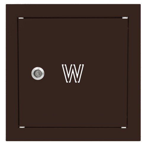 Drzwiczki rewizyjne na zawór wody 25x25 brązowe z literą "W" metalowe