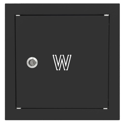Drzwiczki rewizyjne na zawór wody 25x25 czarne z literą "W" metalowe
