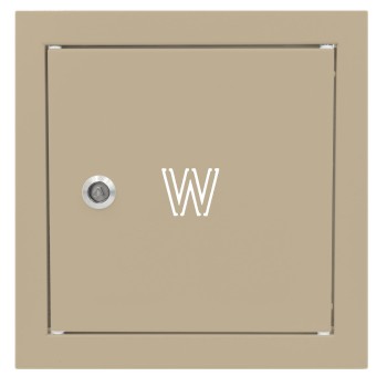 Drzwiczki rewizyjne na zawór wody 20x20 beżowe z literą "W" metalowe