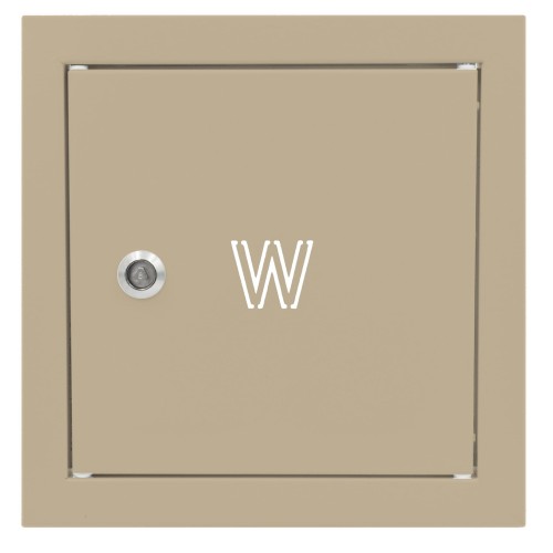 Drzwiczki rewizyjne na zawór wody 25x25 beżowe z literą "W" metalowe