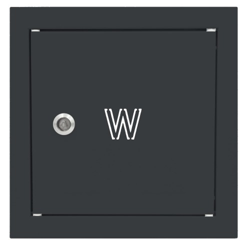 Drzwiczki rewizyjne na zawór wody 25x25 czarne mat z literą "W" metalowe