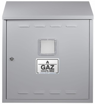 Szafka gazowa 80x100x25 szara bez pleców z dnem z okienkiem