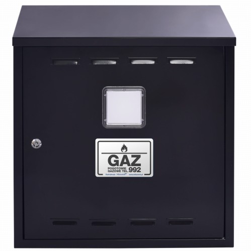 Szafka gazowa 50x100x25 czarna bez pleców z dnem z okienkiem