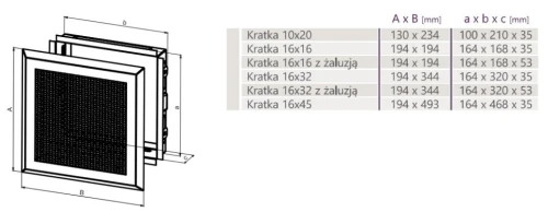 Kratka kominkowa STANDARD 16x16 grafit