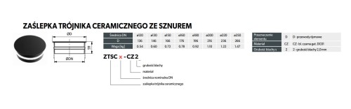 Zaślepka trójnika ceramicznego ze sznurem fi 180 Darco SPK