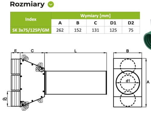 Skrzynka rozprężna przelotowa trzy-króćcowa SKGM 3x75/125 ocynkowana