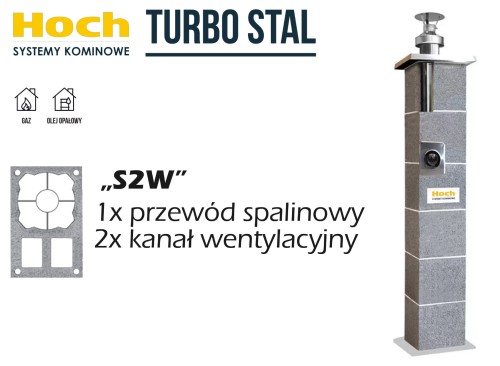 Komin systemowy HOCH Turbo Stal S2W fi 125 13,33 m