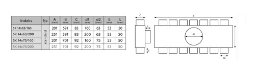 Rozdzielacz rurowy czternasto-króćcowy SKPK 14x75/160