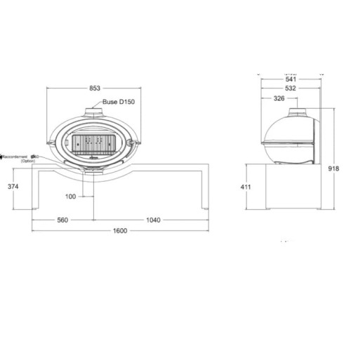 Piec wolnostojący INVICTA BRIO na ławie 1.6m antracyt ref. 6481-24