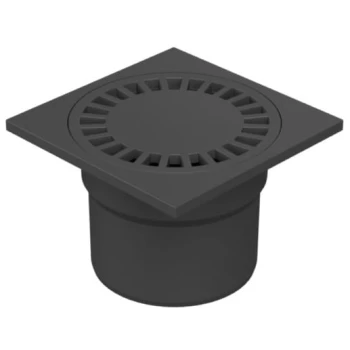 Wpust podłogowy dolny fi 110 z kratka czarna 15x15 Chudej 323 P