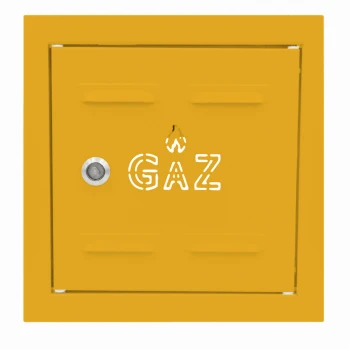 Drzwiczki gazowe 20x30 żółte z napisem "GAZ" metalowe