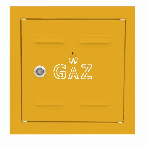 Drzwiczki gazowe 20x30 żółte z napisem "GAZ" metalowe