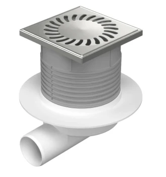 Wpust podłogowy boczny fi 50 z kratka nierdzewną 12x12 Chudej 425 XL