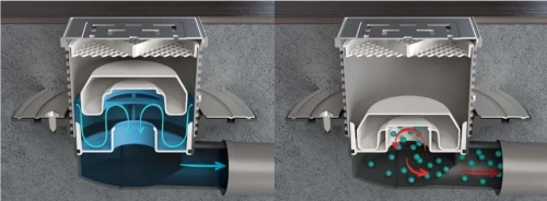 Wpust podłogowy boczny fi 50 z kratka nierdzewną 12x12 Chudej 425 XL
